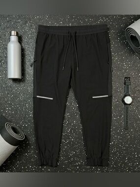 Under 510 Athletic Jogger Pants Men 34x26 (34x24) Black Nylon Stretch Reflective